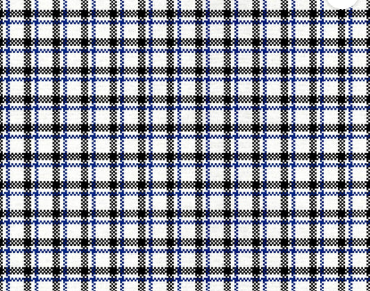 Blue, White, Black Checkered Plaid